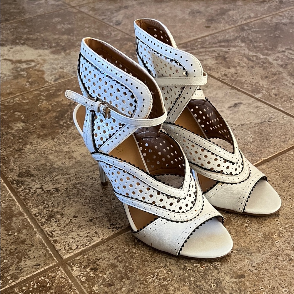Nine West White Perforated Heels